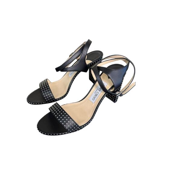 Jimmy Choo NIB Marine 85mm Micro-Studded Leather High Heels in Black Size 39 - Picture 5 of 9